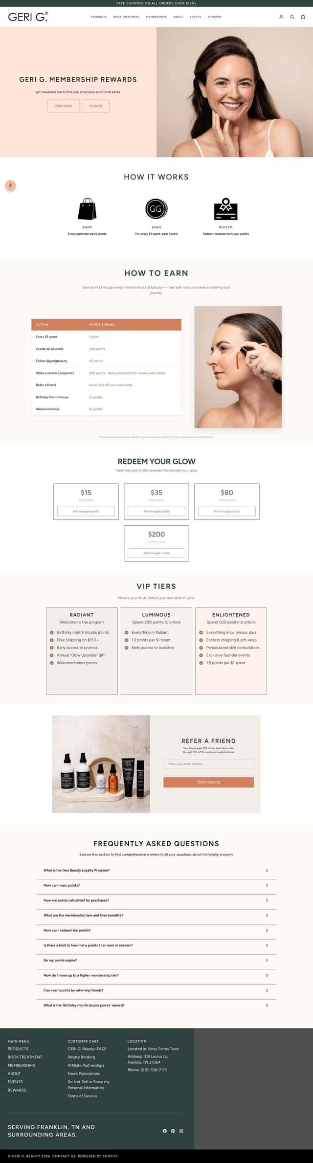 Gerig Beauty loyalty page