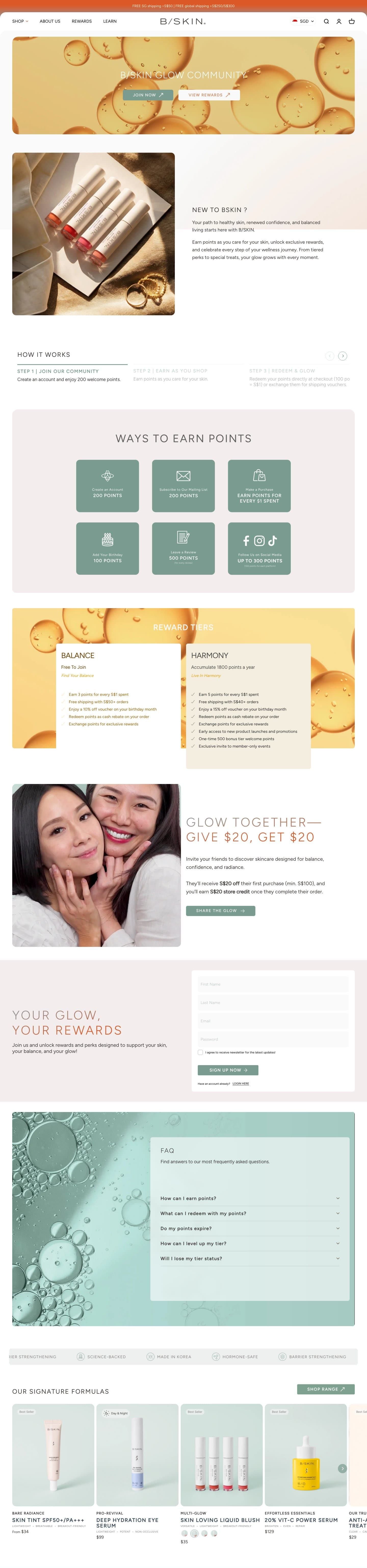 BSKIN's tiered loyalty program
