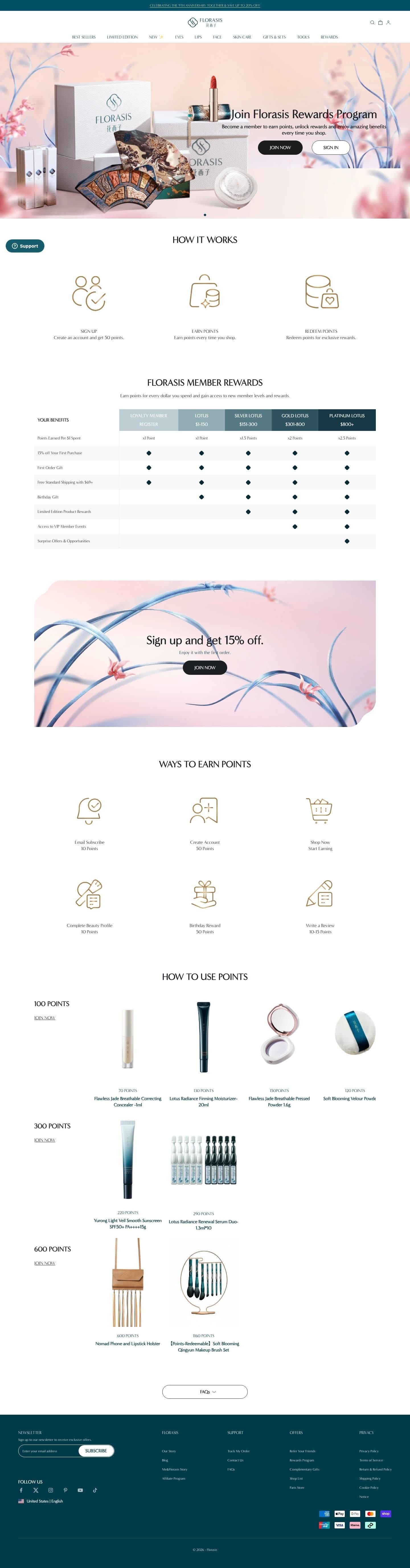 Florasis's on-brand reward program