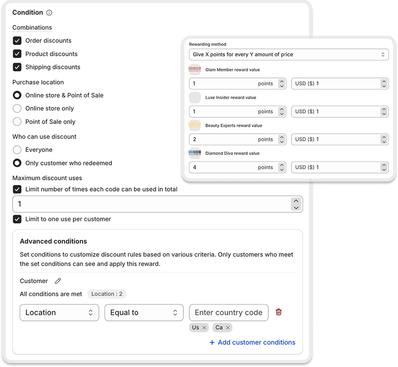 Joy rule engine showing granular, segment-level, personalized loyalty program conditions