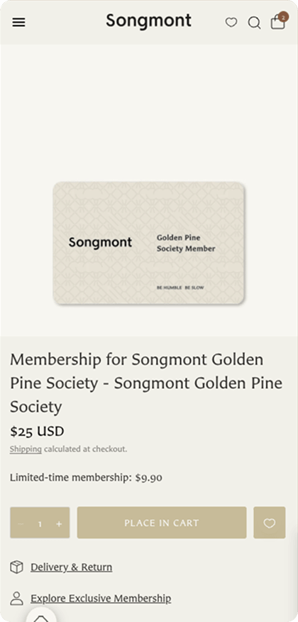 Songmont's membership program on a phone