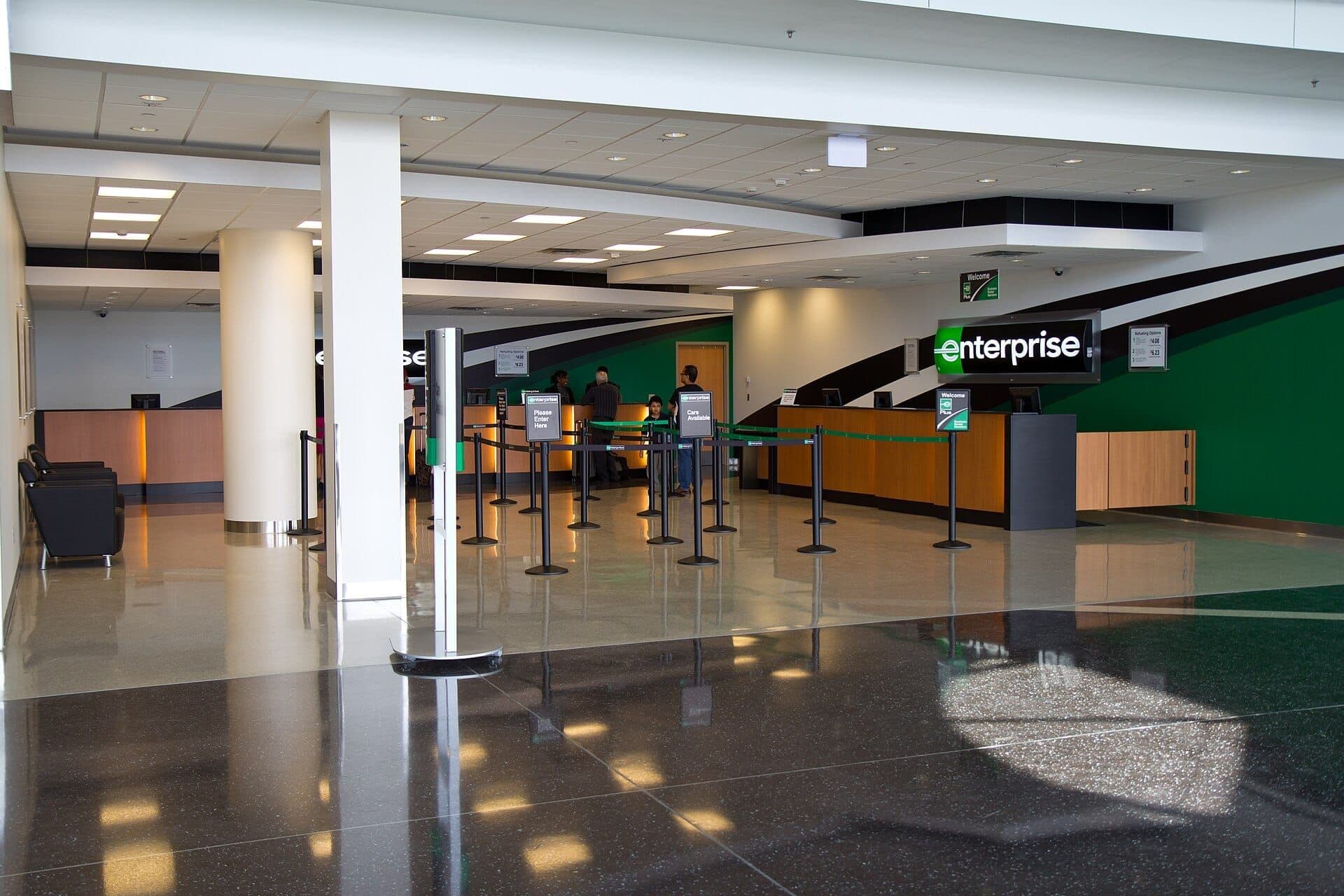 Enterprise Rent-A-Car counter in an airport terminal