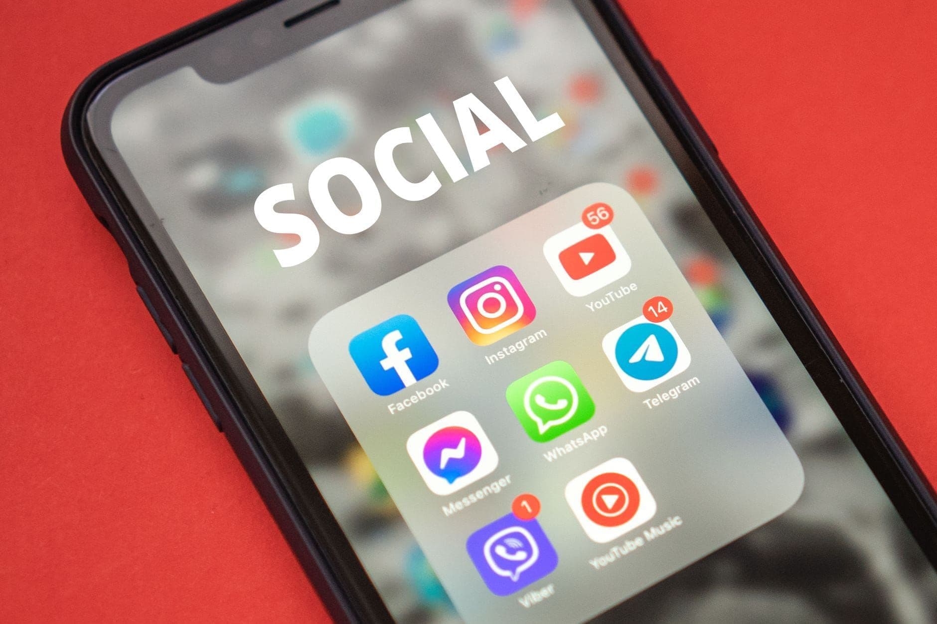 Smartphone screen showing a row of social media apps