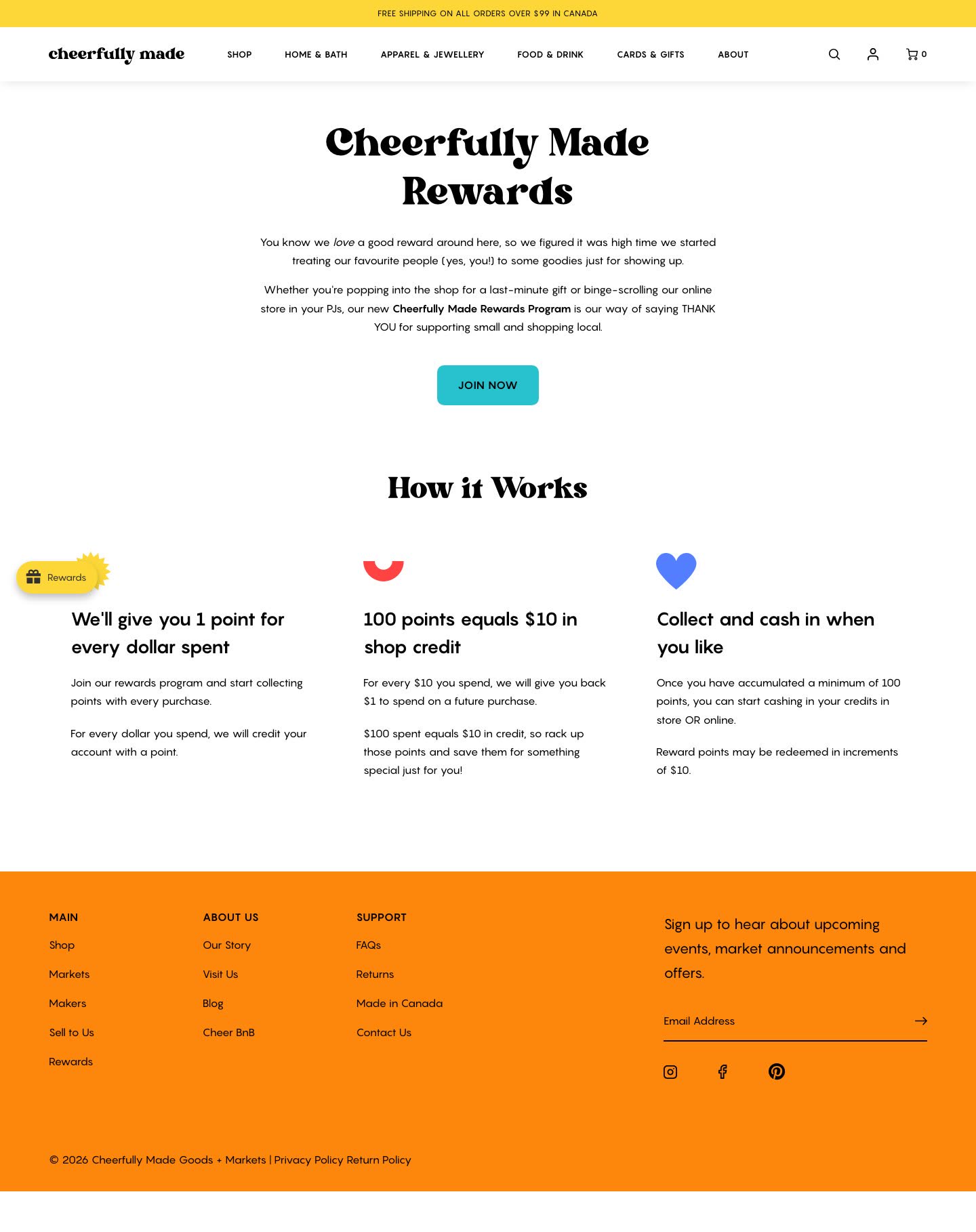 Cheerfully Made loyalty program